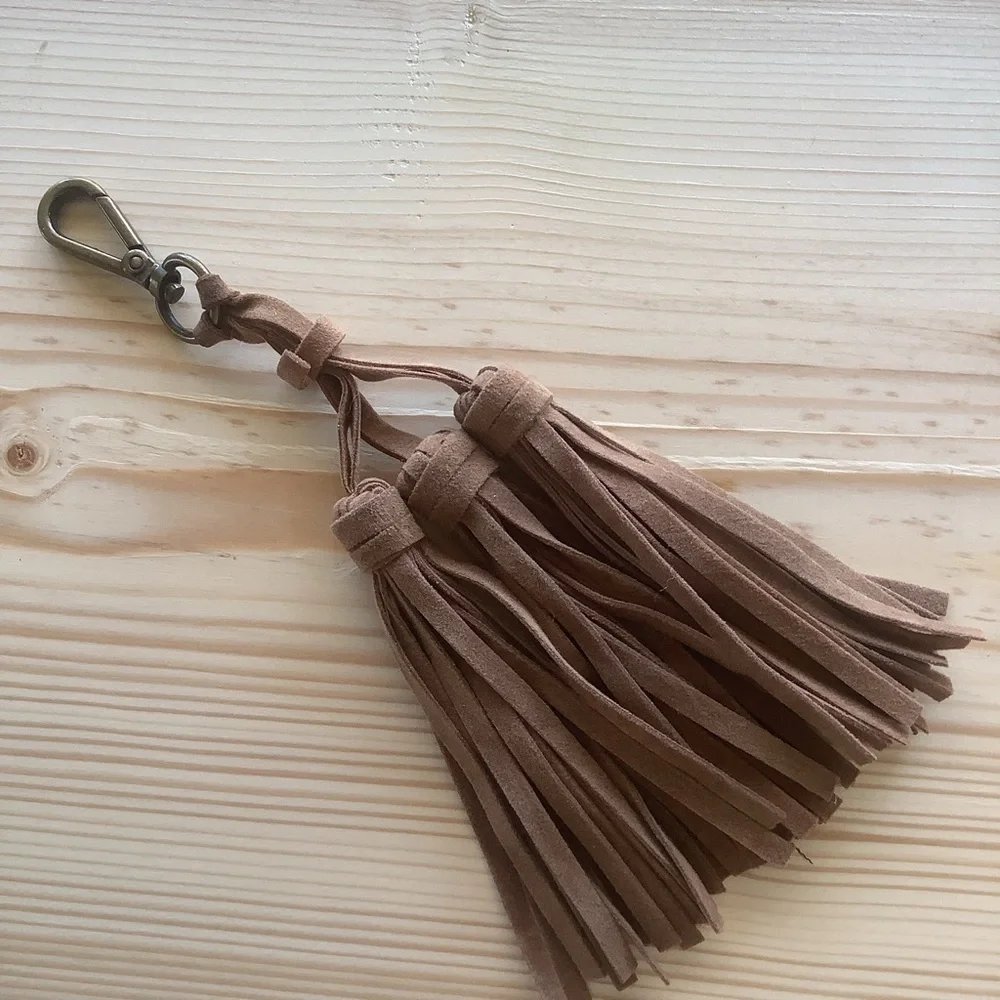 Leather Suede Bag Charm Tassels